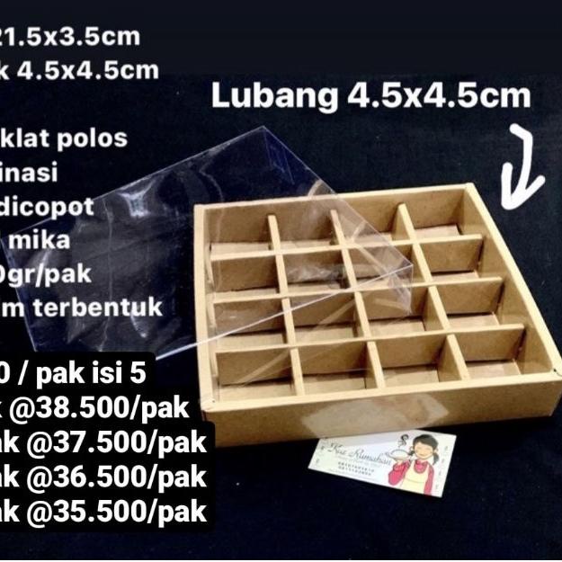 

☛ Box Nastar isi 16 KRAFT COKLAT⁣ LUBANG 4.5x4.5cm per pak isi 5 box ✥