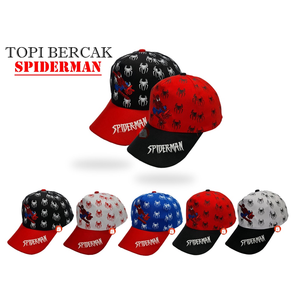 Topi Anak Laki laki motif Bercak Hero Spiderman / Topi Sablon Bercak Spider-man / Topi Bordir Spider