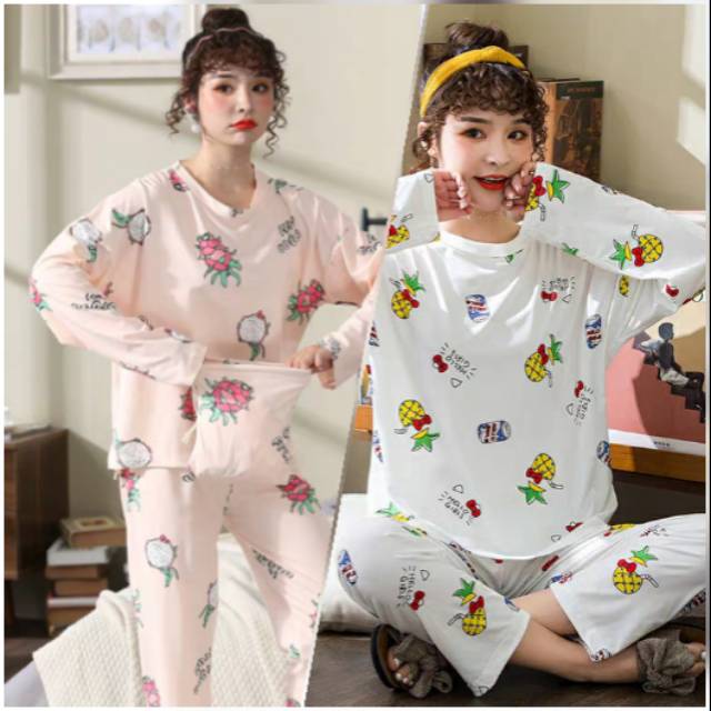 Piyama baju tidur lengan panjang import