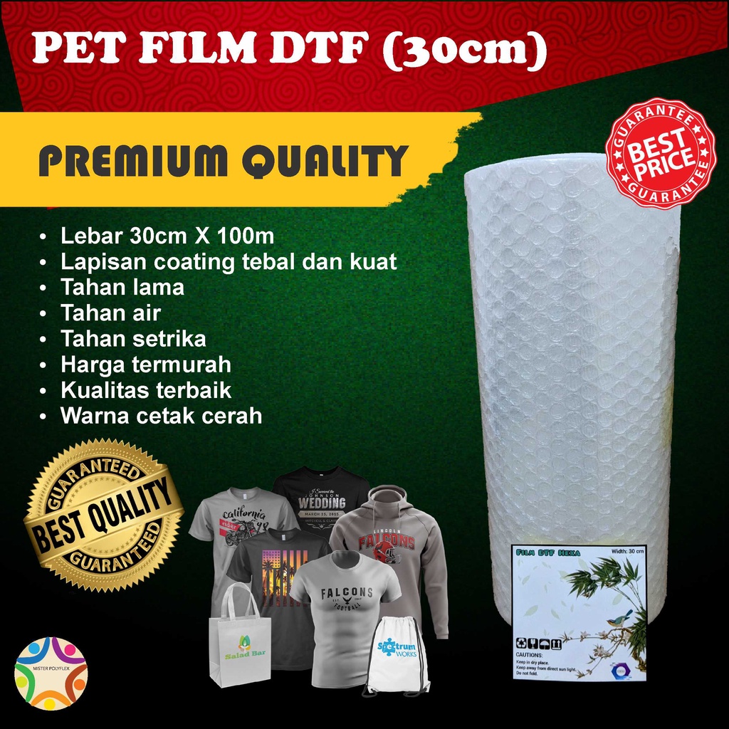 

Pet Film DTF 30 cm 1 roll (100m) Film Sablon DTF