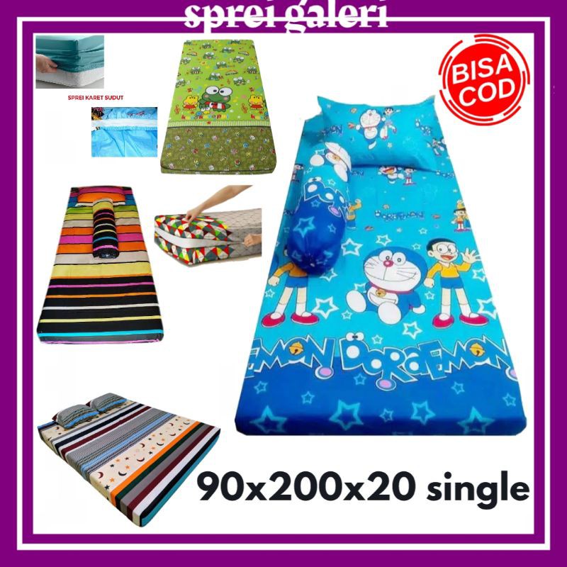 Sarung Kasur Resleting 90x200x20 Sprei Karet Sudut No 4 Busa Microtex