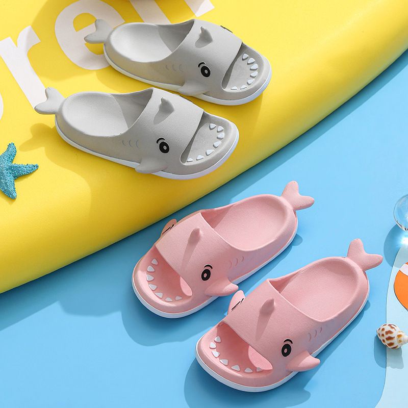 [littlecrab] Sandal Anak Motif Hiu Sirip Ekor Kids Sandals High Quality Cute Shark With Tails Biru Kuning Pink Abu Lucu Berkualitas Slip On Korean Style