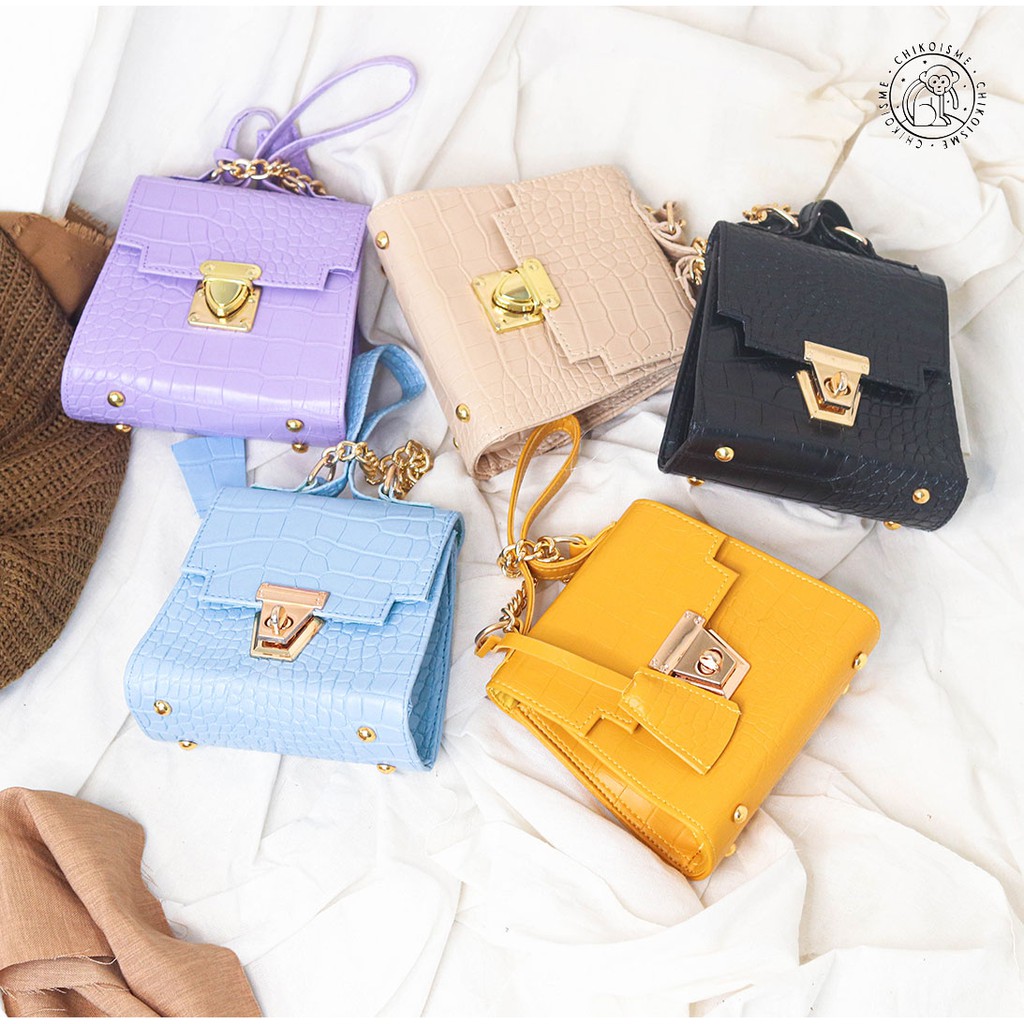 Lindsey Sling Bag Croco Tas Kotak Rantai Andin Korea Mini Lindsey Sling Bag Croco Tas Kotak Rantai Andin Korea Mini