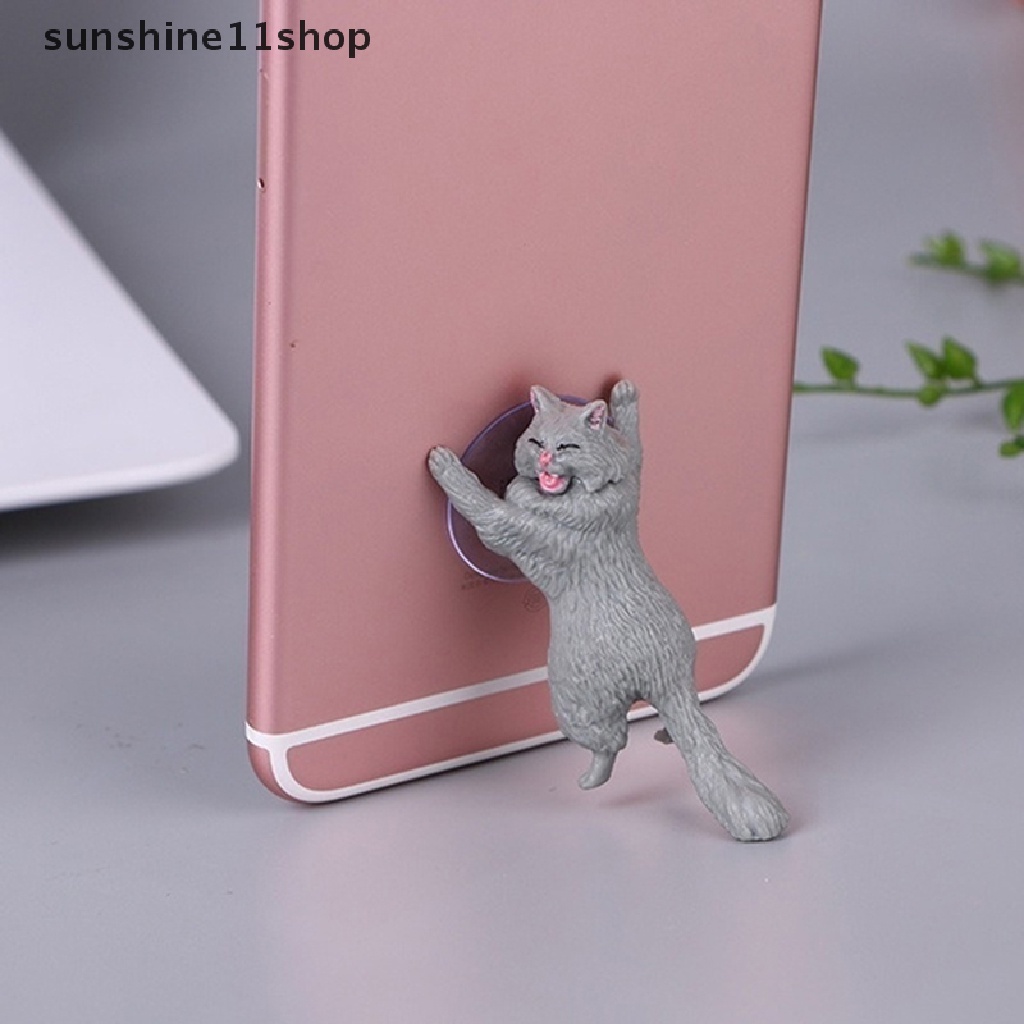 Sho Stand Holder Handphone / Tablet Bentuk Kucing Lucu Dengan Suction Cup