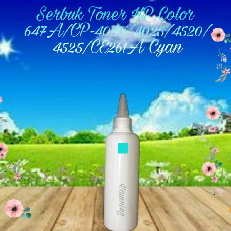 Serbuk Toner HP 647A CP4020 CP4025 CP4520 CP4255 CP-4025n 4525n 4525dn 4525xh CE261A Cyan 1x Isi