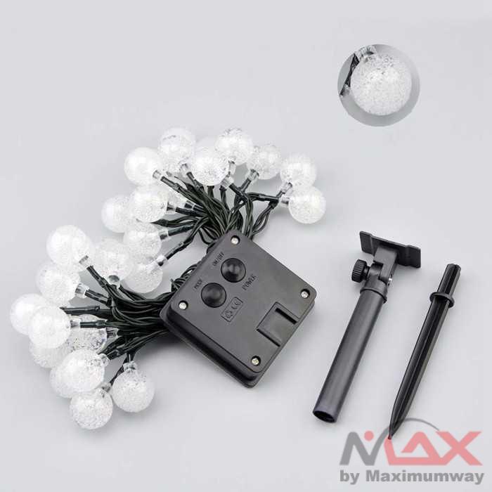 Lampu Hias Bola Kristal Lampu Hias Dekorasi Solar Panel 50 LED 7 Meter &amp; 30 LED 6.5M Lampu LED Tumblr Natal Hias Bulat Dekorasi Model Bola Kelereng Anggur Lampu Hias MALAM ROMANTIS tenaga matahari special Light String Ball String Lights Flash Christmas