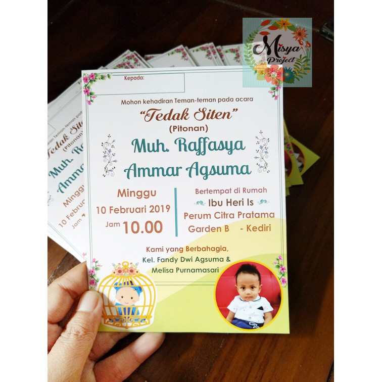 UNDANGAN TEDAK SITEN/ TURUN TANAH / AQIQAH/ KHITANAN /7 BULANAN/ ULTAH BIRTHDAY DEKORASI MURAH