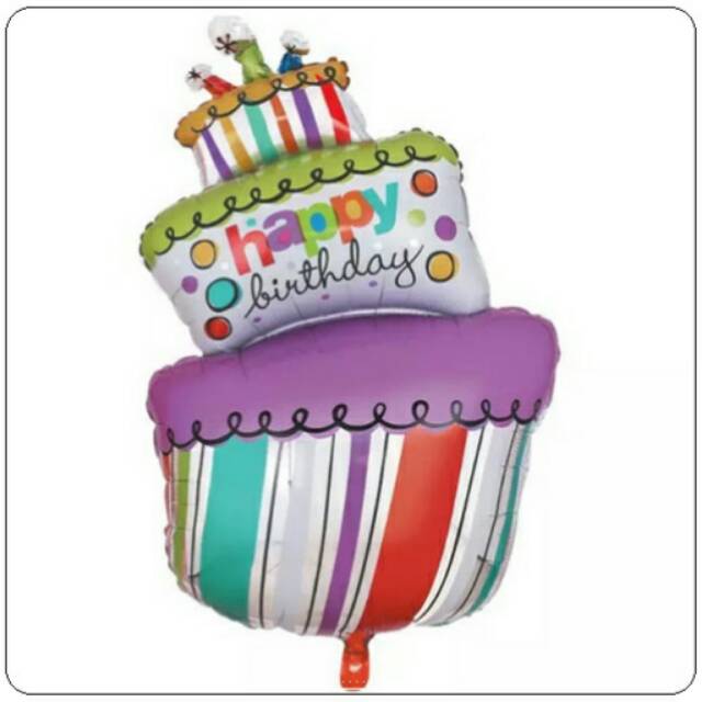 Balon tart miring jumbo/happy birthday cake 100cm