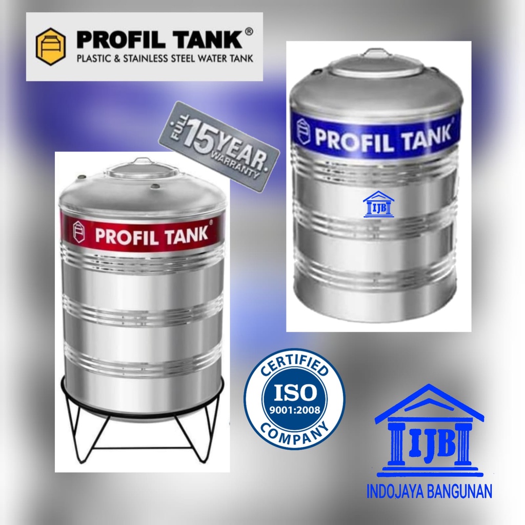 PROFIL TANK STAINLESS STEEL PROFON ORI / TOREN / TANGKI AIR 300 , 500 , 1100 , 1500 Liter KAKI dan D