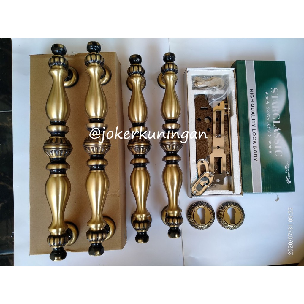 Handle pintu rumah / Gagang pintu rumah / Handle pintu rumah set kunci motif bimo Terbaik