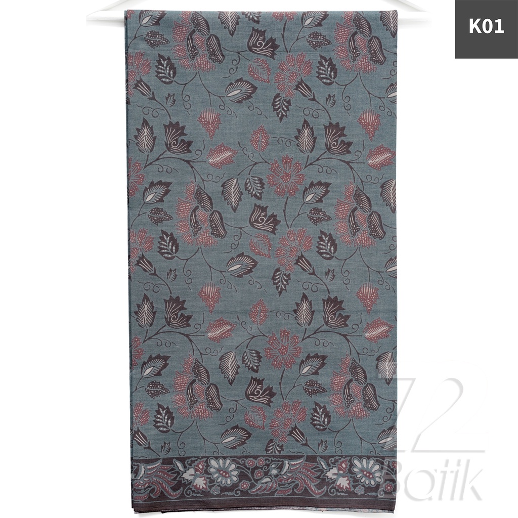 KAIN BATIK PREMIUM Bahan Katun Motif Kembang Taman Warna Hitam 721564 Cap 72 Jarik Jarit Samping Kebat Panjang Batik Katun Modern Premium Bahan Seragam Batik Pernikahan Kantor Keluarga Murah Kamen Jadi Batik Bali Lembaran