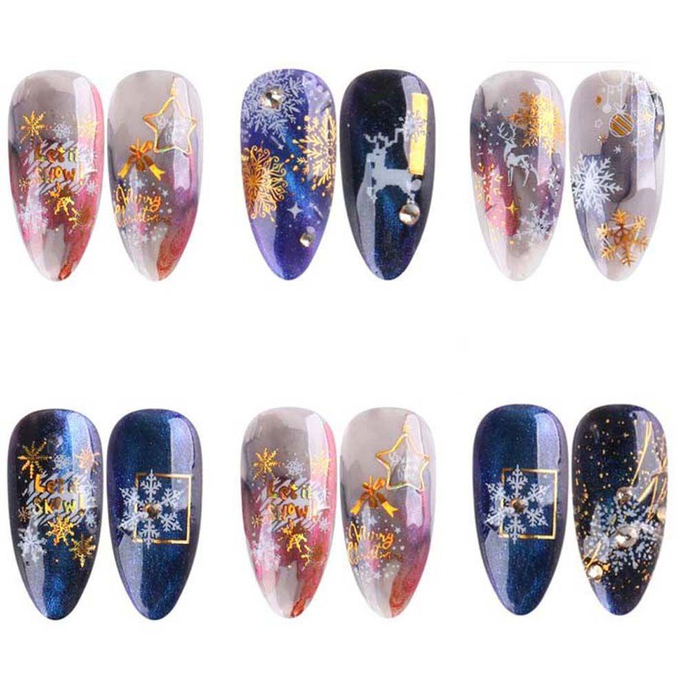 Mxbeauty Christmas Stiker Kuku Wanita Musim Dingin Pesona Elk Manicure Aksesoris Pohon Natal Tanduk Rusa Nail Art Dekorasi
