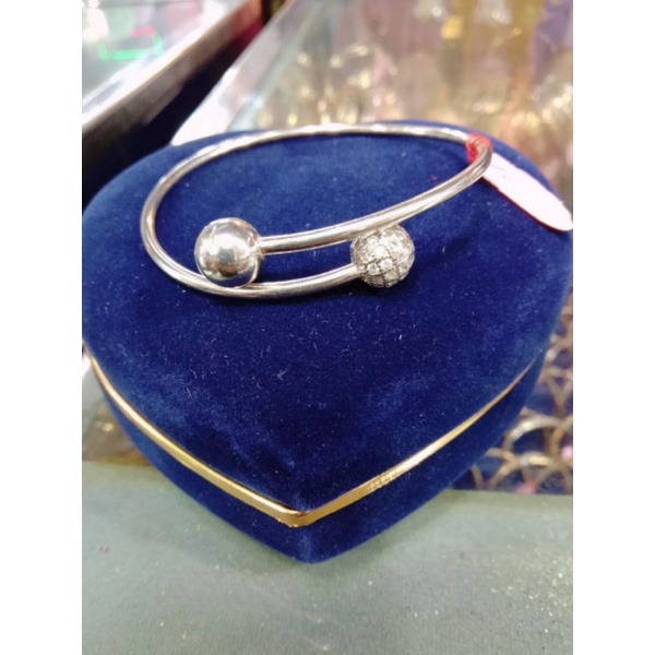 GELANG BANGLE SPIRAL BOLA TINJU MP + POLOS /GELANG PERAK ASLI SILVER 925 LAPIS EMAS/ GELANG FASHION WANITA IMPOR