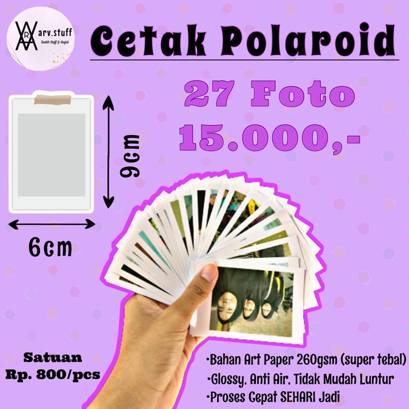 tambahan foto polaroid/pcs/photo/glossy/gift box/hampers/laminasi/font 230gsm