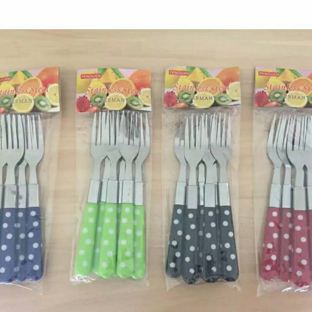 Garpu Makan Lusinan  Polkadot / Sendok Garpu Terlaris  / 12Pcs