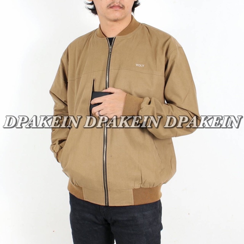 Caramel Jaket Bomber Canvas Wolv Original Product