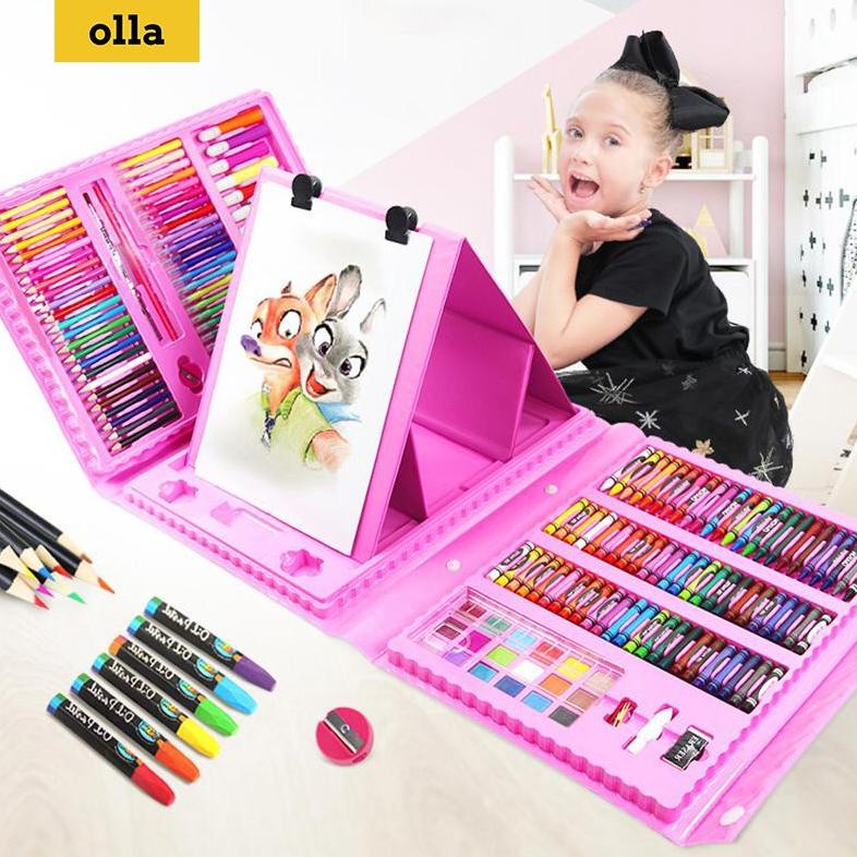 

((BISA COD)) Olla crayon set - Crayon Mewarnai - 208 Warna - Pensil Krayon (Alat Menggambar atau Mewarnai) Hadiah anak-anak- CP5