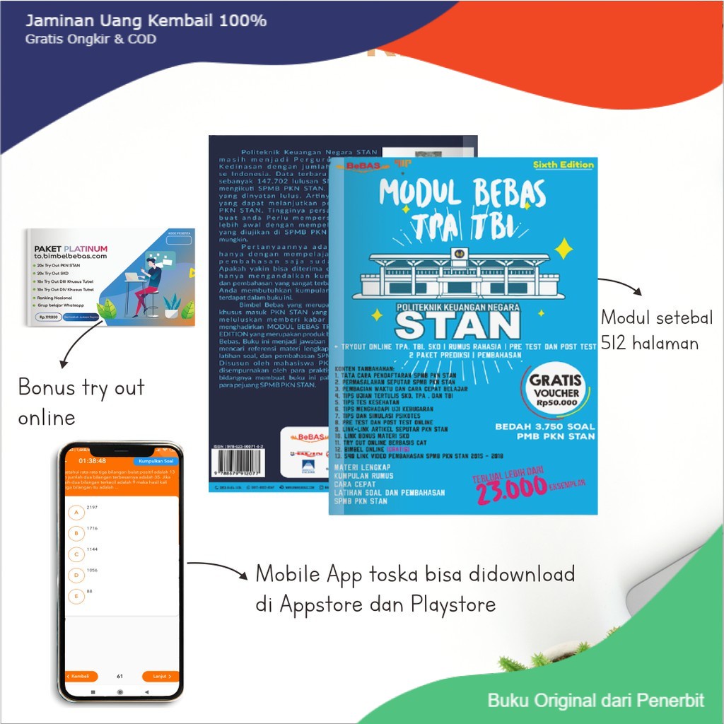 Bebas Buku PKN STAN Modul STAN Bebas Materi dan Latihan Soal TPA TBI Bonus 20X Try Out Online CAT