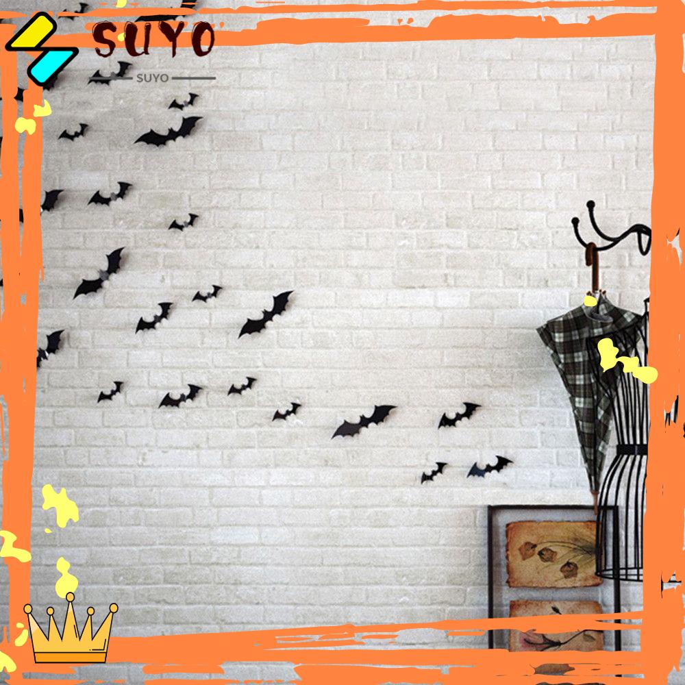 Suyo 12pcs / Set Stiker Dinding Bahan PVC Anti Air Untuk Dekorasi Pesta / Festival / Halloween