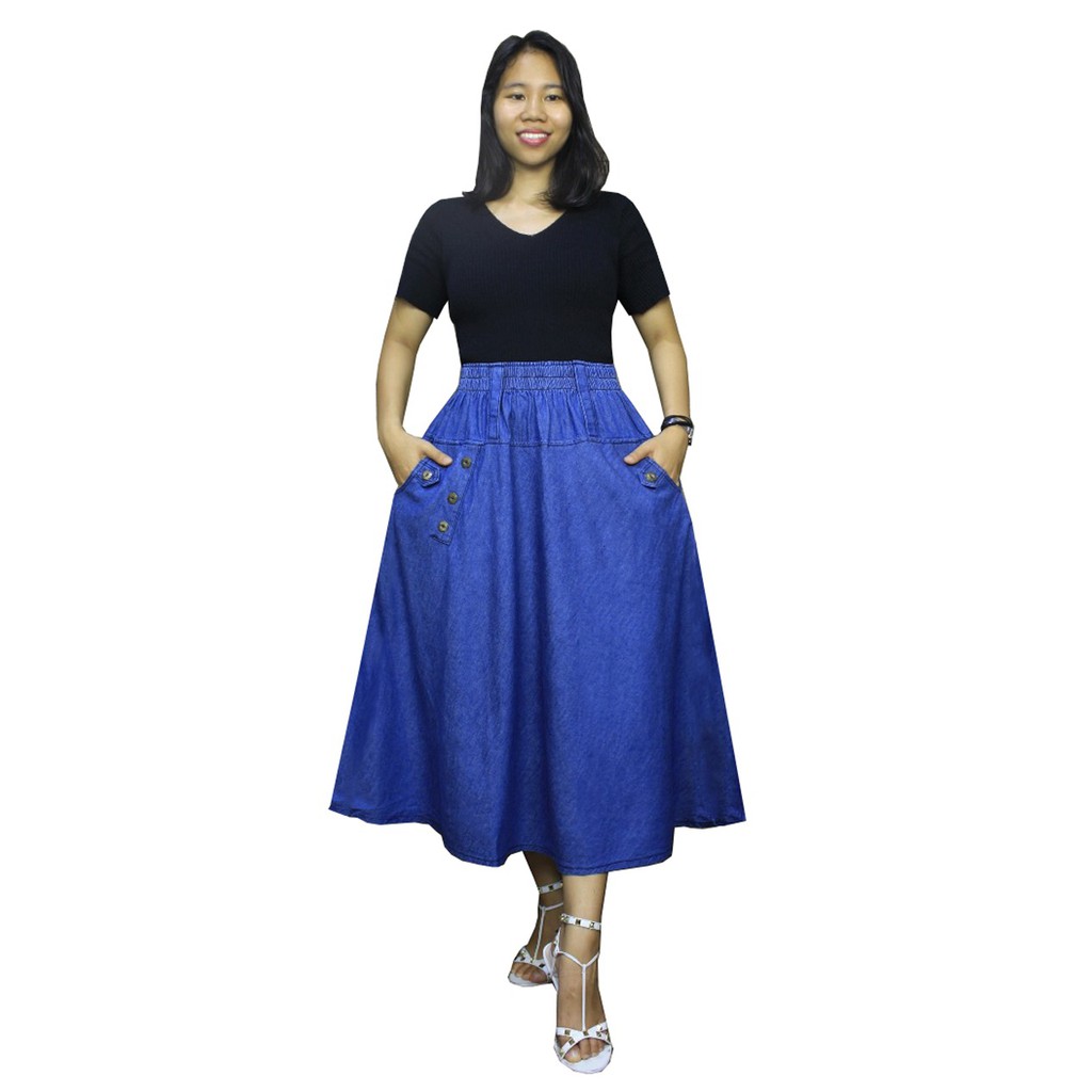 SB Collection Rok Payung Kiranti Midi Jeans Jumbo Wanita