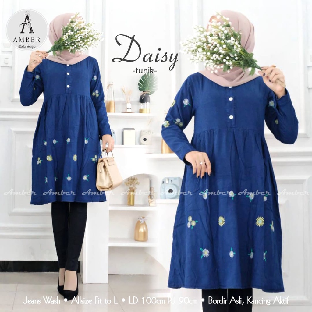 daisy tunik atasan wanita levis baju muslim jeans wanita murah