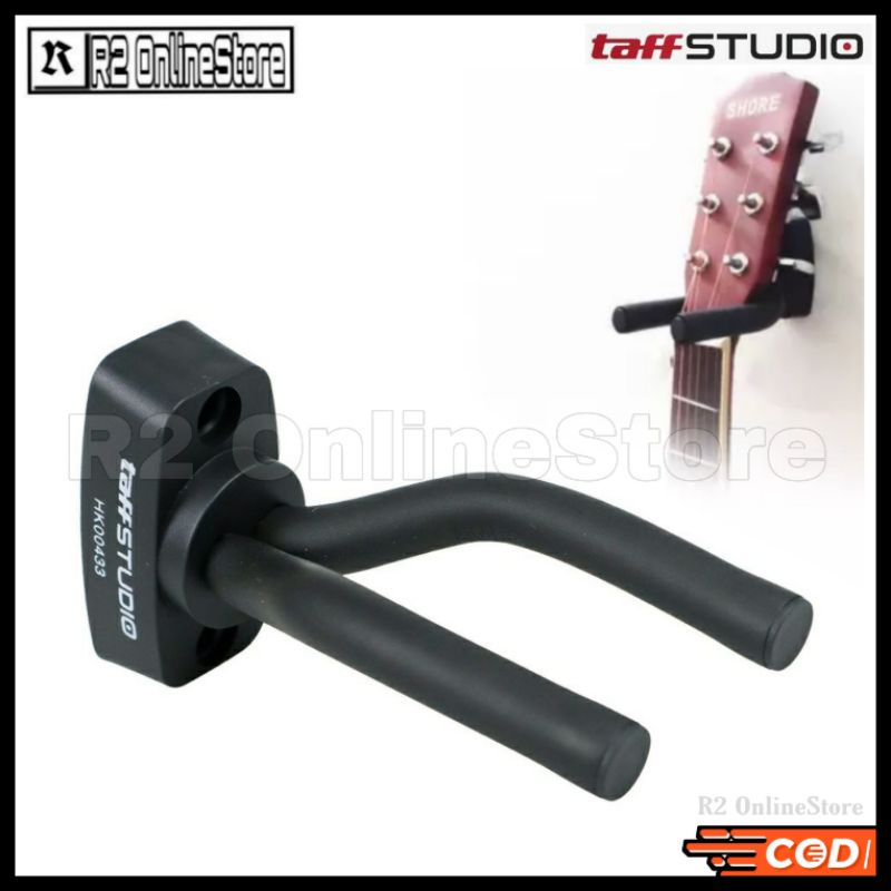 TaffSTUDIO Bracket Hook Gantungan Dinding Gitar - HK00433 - Black - Hanger Guitar Mount Bracket Stan