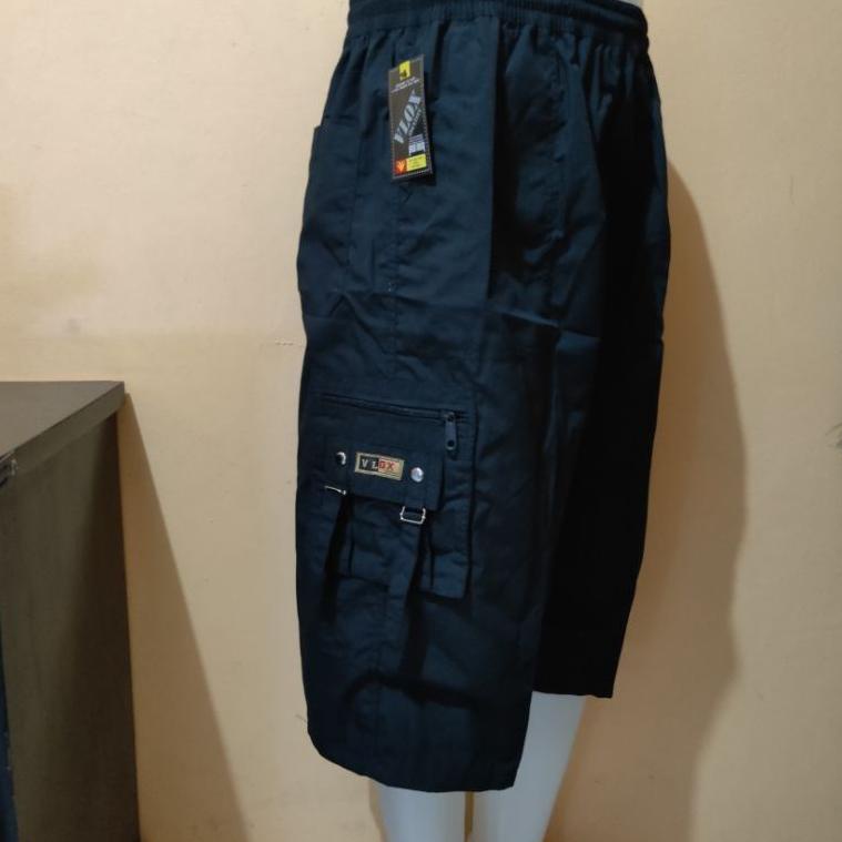 W22I celana pendek pria vlox cargo jumbo polos 7/8 dewasa 5 saku max bb 90 kg Terbaru