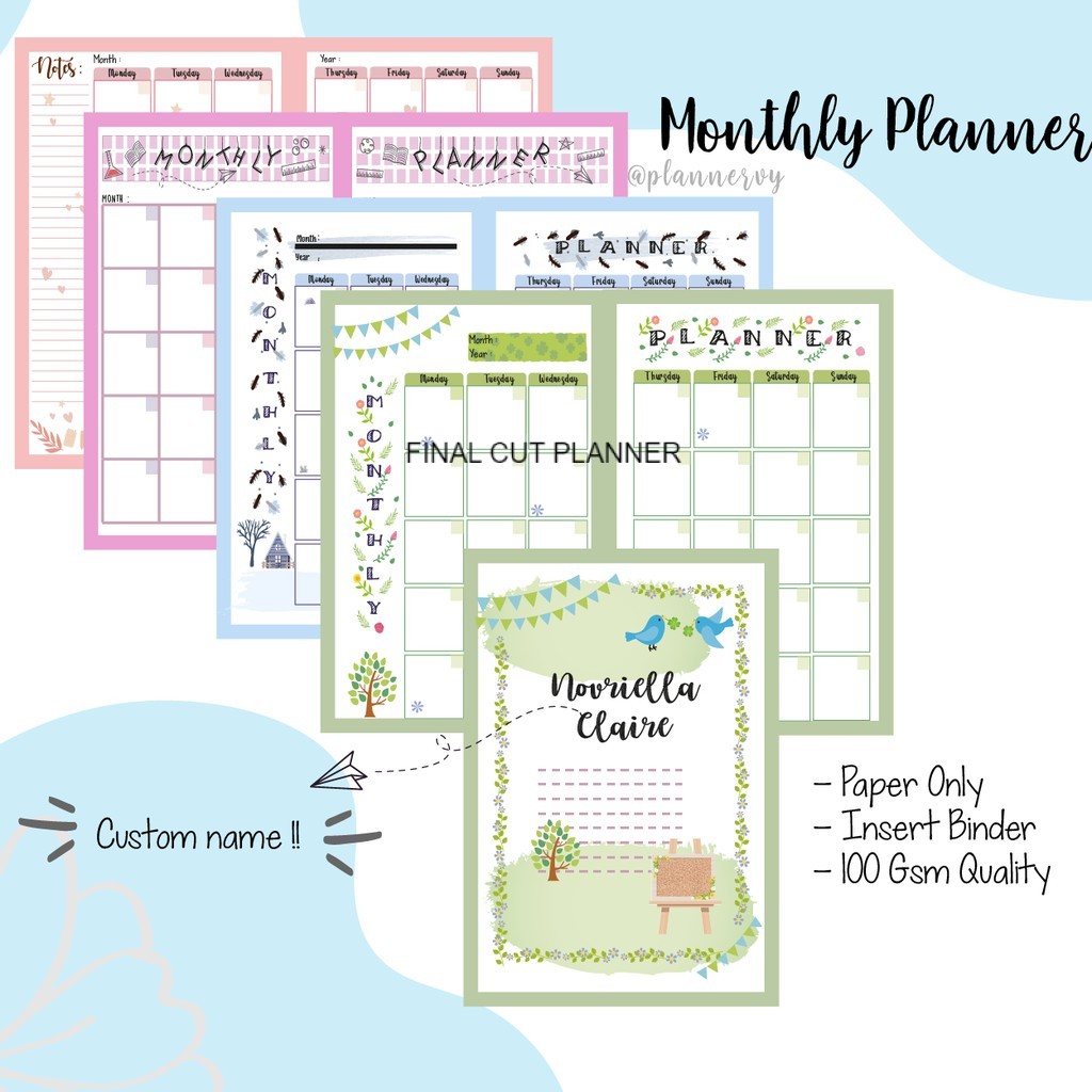 

MONTHLY PLANNER 1 TAHUN isi binder