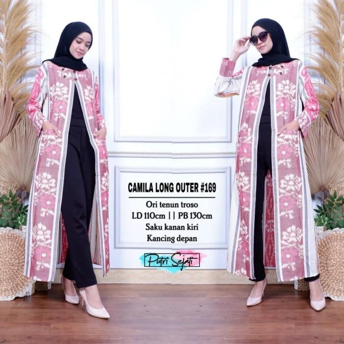 Atasan Wanita Lengan Panjang Outer Batik Long Cardigan Tenun Murah 013