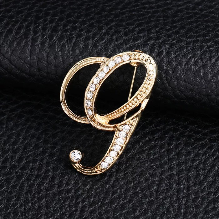 Terlaris bros huruf alfabet A - J gold - bros dada bahu - bros inisial nama - ( G )