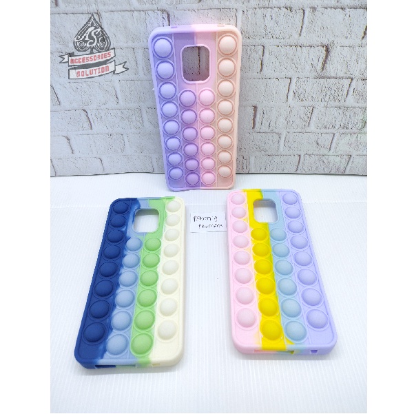 SILICONE CASE POP IT XIAOMI REDMI NOTE 9 PRO MAX NOTE 9 PRO NOTE 9S - CASE PENGHILANG STRESS PUSH IT BUBBLE CASE RAINBOW