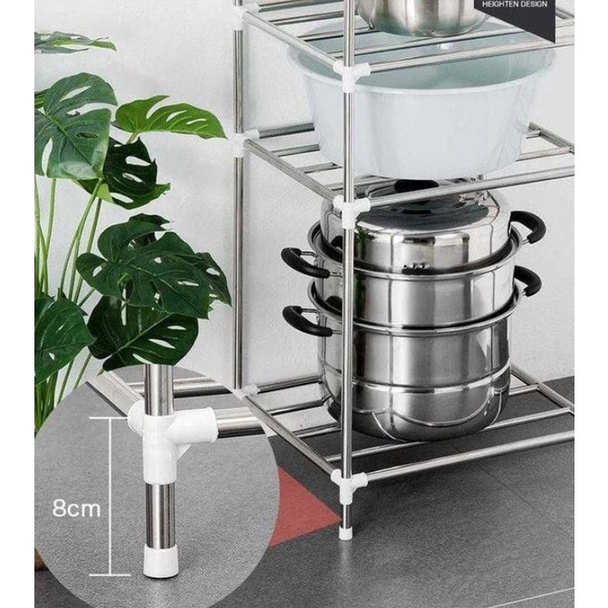 Rak Panci Dapur Dari Bahan Stainless Steel 5 Susun BIsa Rak Portable 5 Susun Rak Serbaguna