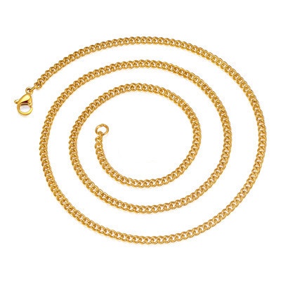 Flat horse whip chain single chain metal necklace, all-match classic accessory gold silver black