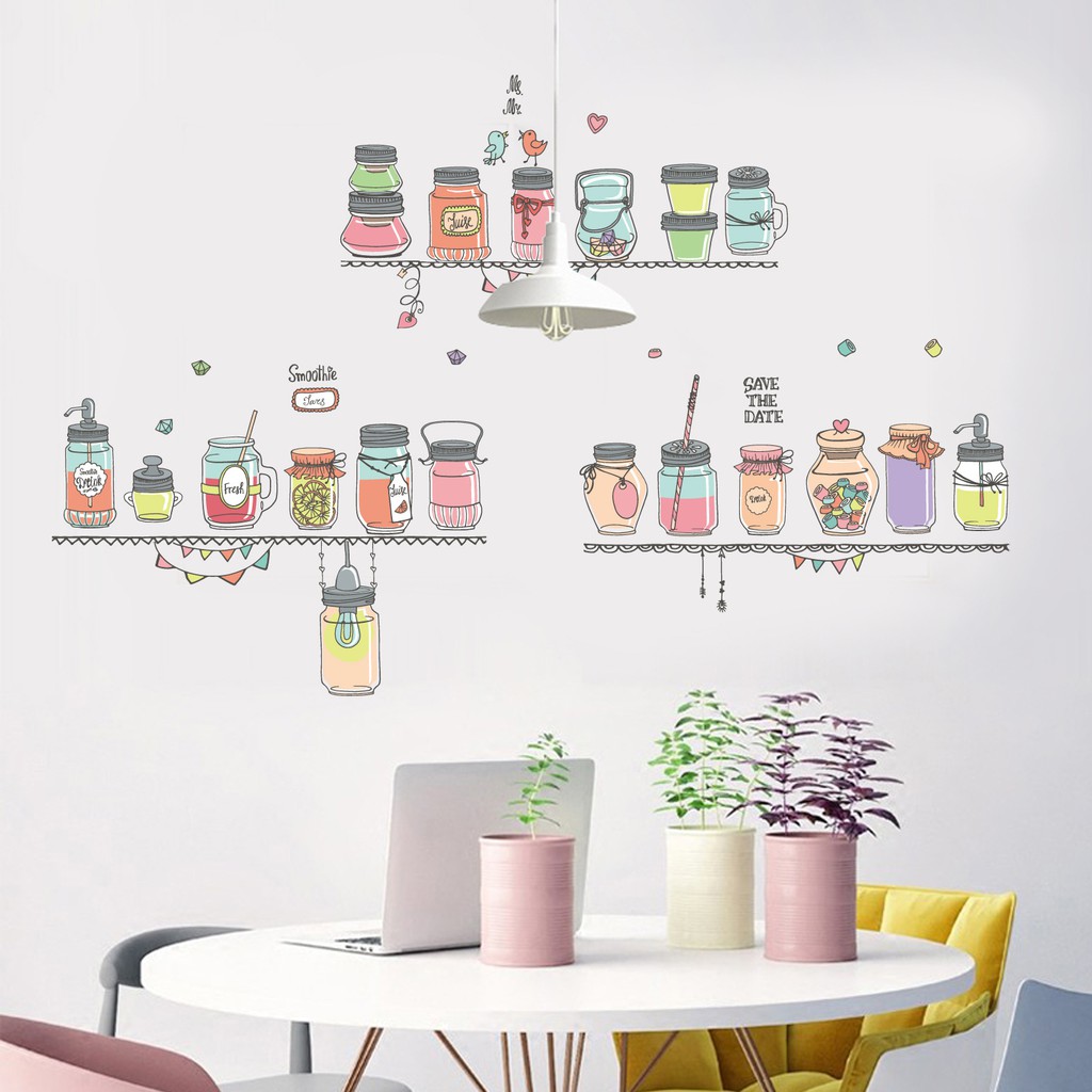 RELIZA WALL STICKER MOTIF BOTOL JAR DAPUR KITCHEN STIKER DINDING JM 7345