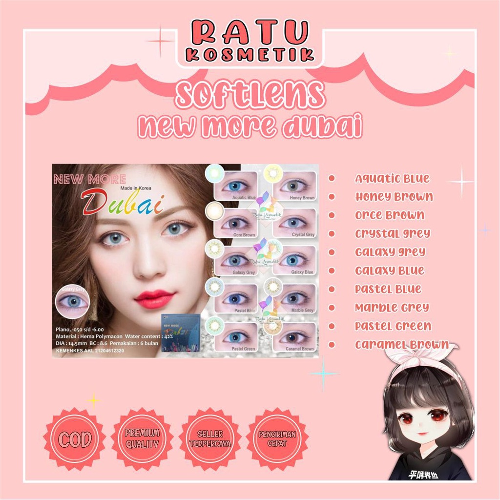 ❤ RATU ❤ Softlens New More Dubai Normal | Soflens Diameter 14.5mm | Lensa Mata Warna Korea