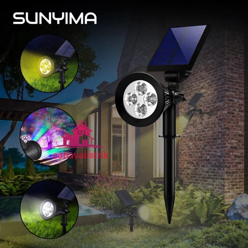 Lampu Taman Solar Tancap 4 LED / 7 LED Sorot Tenaga Matahari