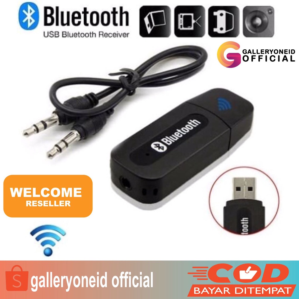 USB Bluetooth Receiver Audio Musik Adapter Jack 3.5mm Cable Kabel AUX Aksesoris Handphone Hp GALLERYONE gallery one