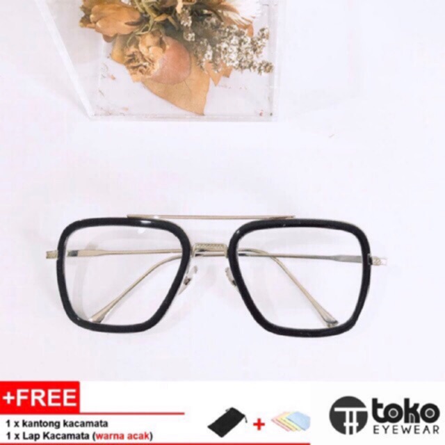 Kacamata Fashion Kecamata Toni Tony Stark Hitam biru Gradasi Pria Keren Import Murah Premium Terbaru