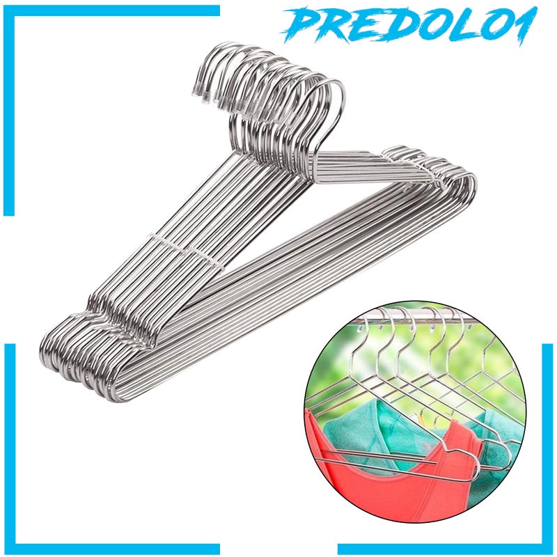 [PREDOLO1] 10pcs Anti-slip Stainless Steel Clothes Hangers Coat Garment Clothes Hanger Rack, Heavy Duty