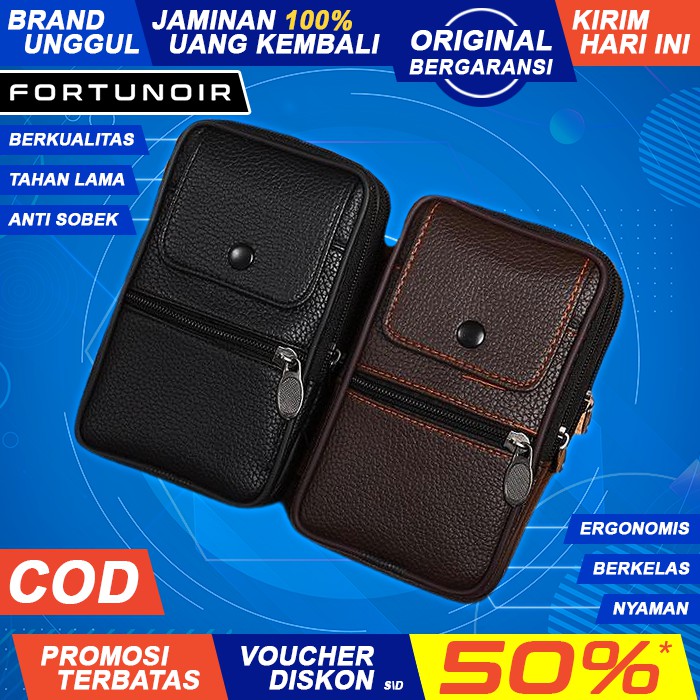 Tas Hp Tas Pinggang Hp Kulit Pria Samping Leather Hape Hp Kecil Asli Pria Cowo Cowok Laki FN437