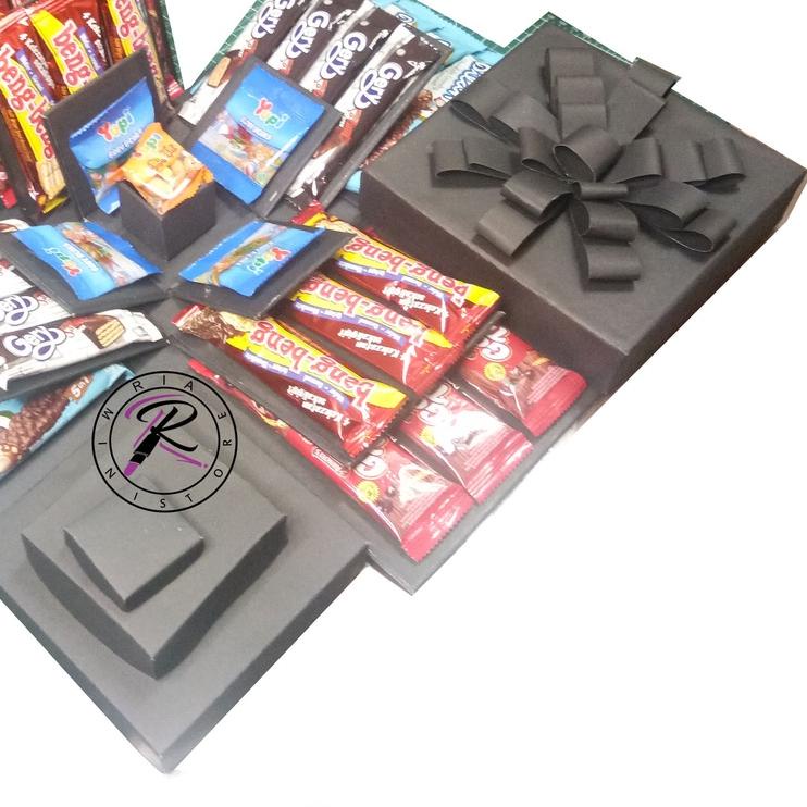 

♟ Explosion Box Snack Box Kado Unik Hampers Box Snack Box 3 Layer 1 kotak kecil 17x17cm ♦