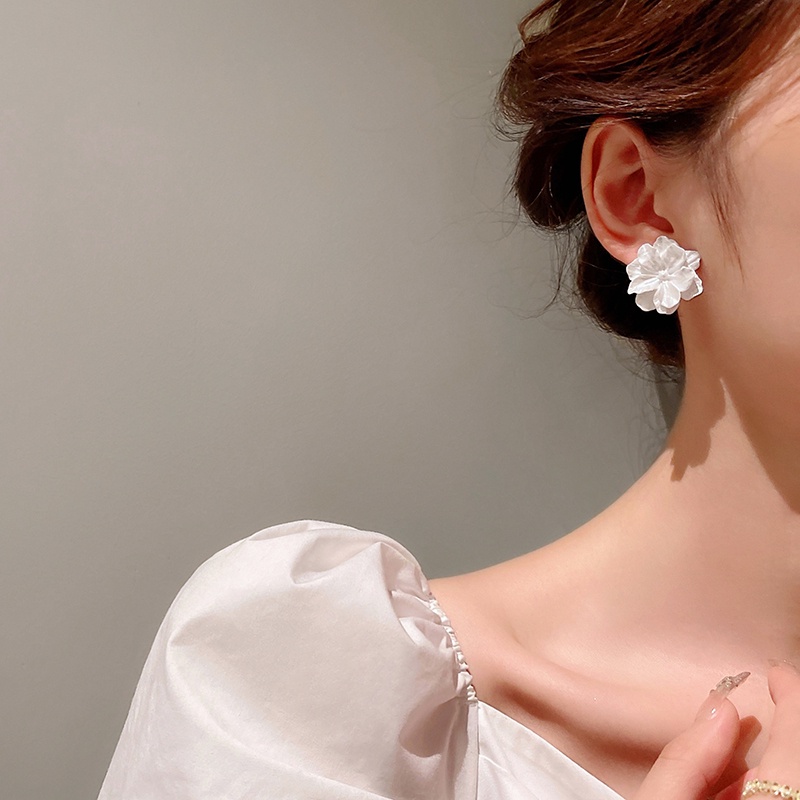 Korean Cute Pure S925 White Earrings Ear Studs Accessory INS Popular