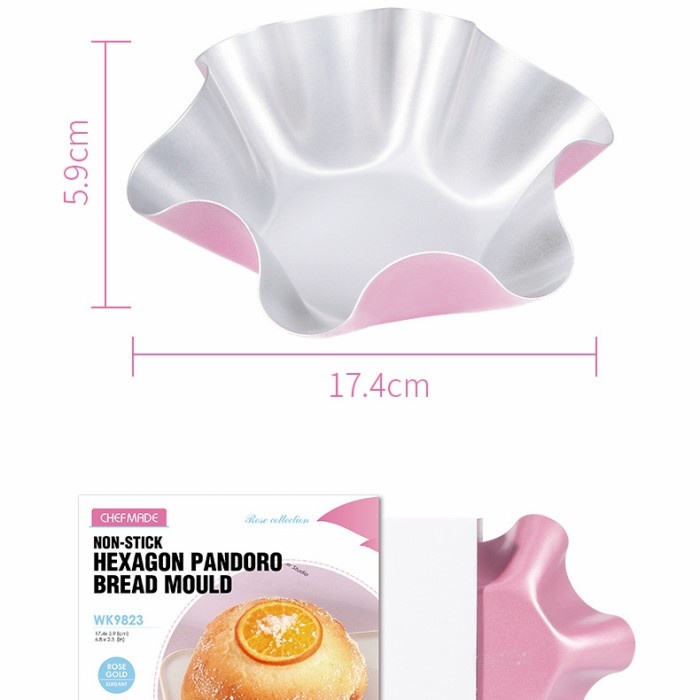 chefmade Hexagon Pandoro Bread mould wk9823 Pink / loyang kue