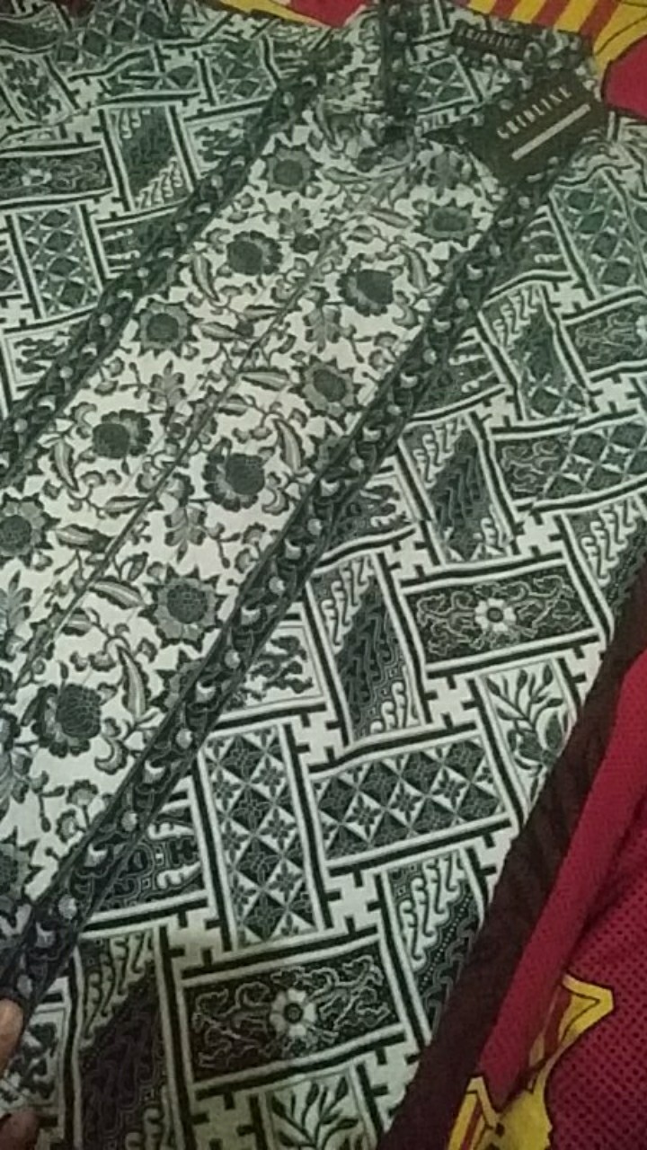 [gridline - R088] Kemeja Batik Pria Katun Lengan Pendek Regular Abu Putih Hitam Pastel