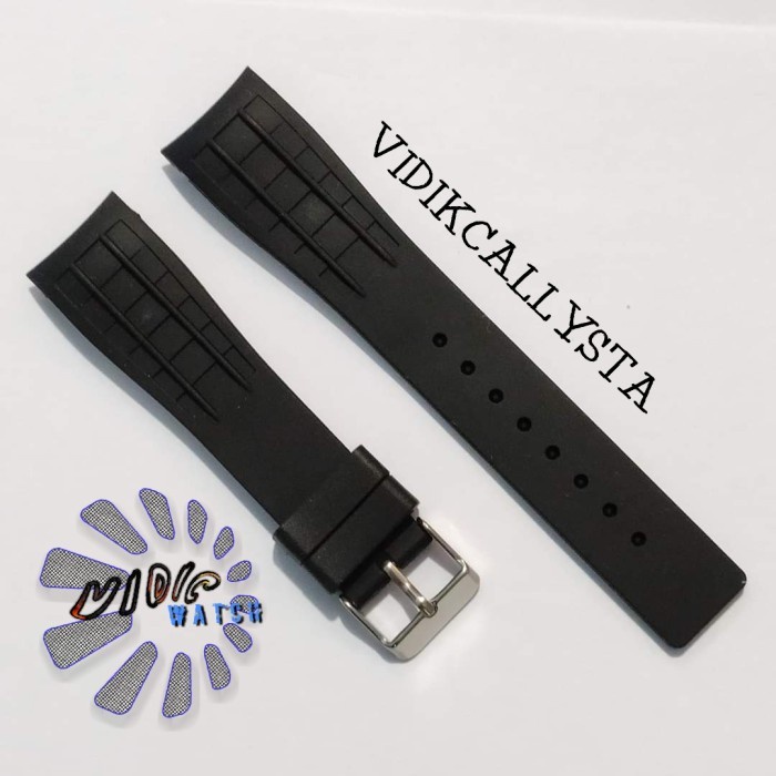 STRAP TALI JAM TANGAN CURVED RUBBER 22MM HITAM LUG ROLEX 22 MM