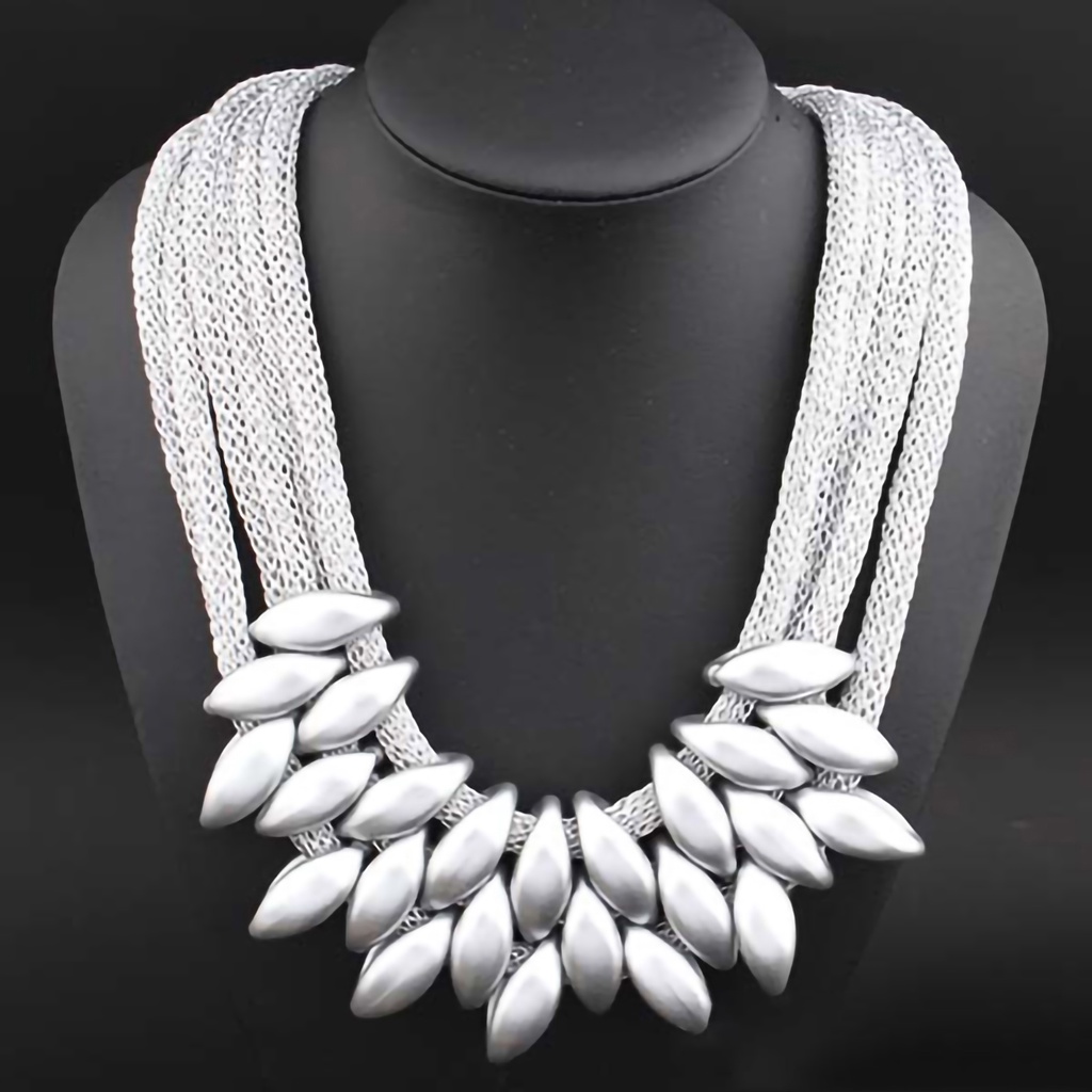 Hu Hu Hu Hu Hu Alat Bantu Pasang Kacamata♡ Kalung Choker Multilayer Bahan Alloy Dengan Liontin Daun Untuk Pesta