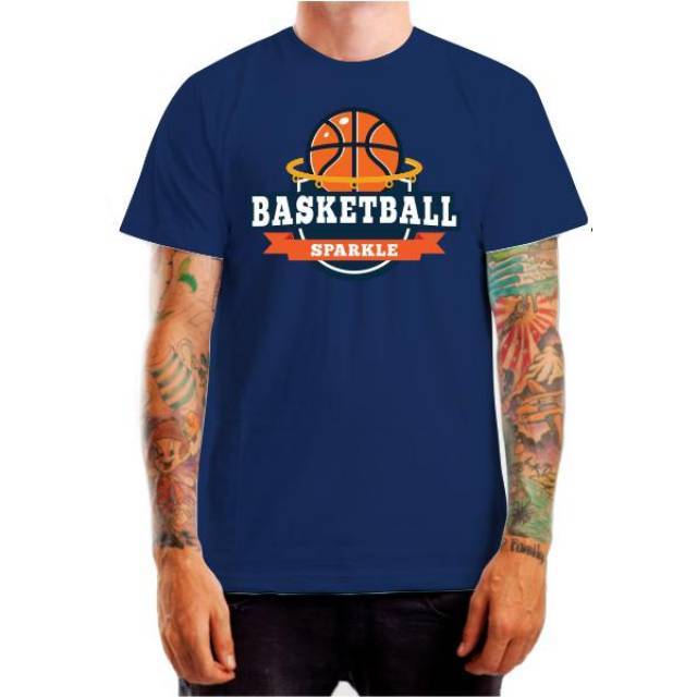 Kaos sparkle motif Basketball cotton Combad 30s M,L,XL - kystore