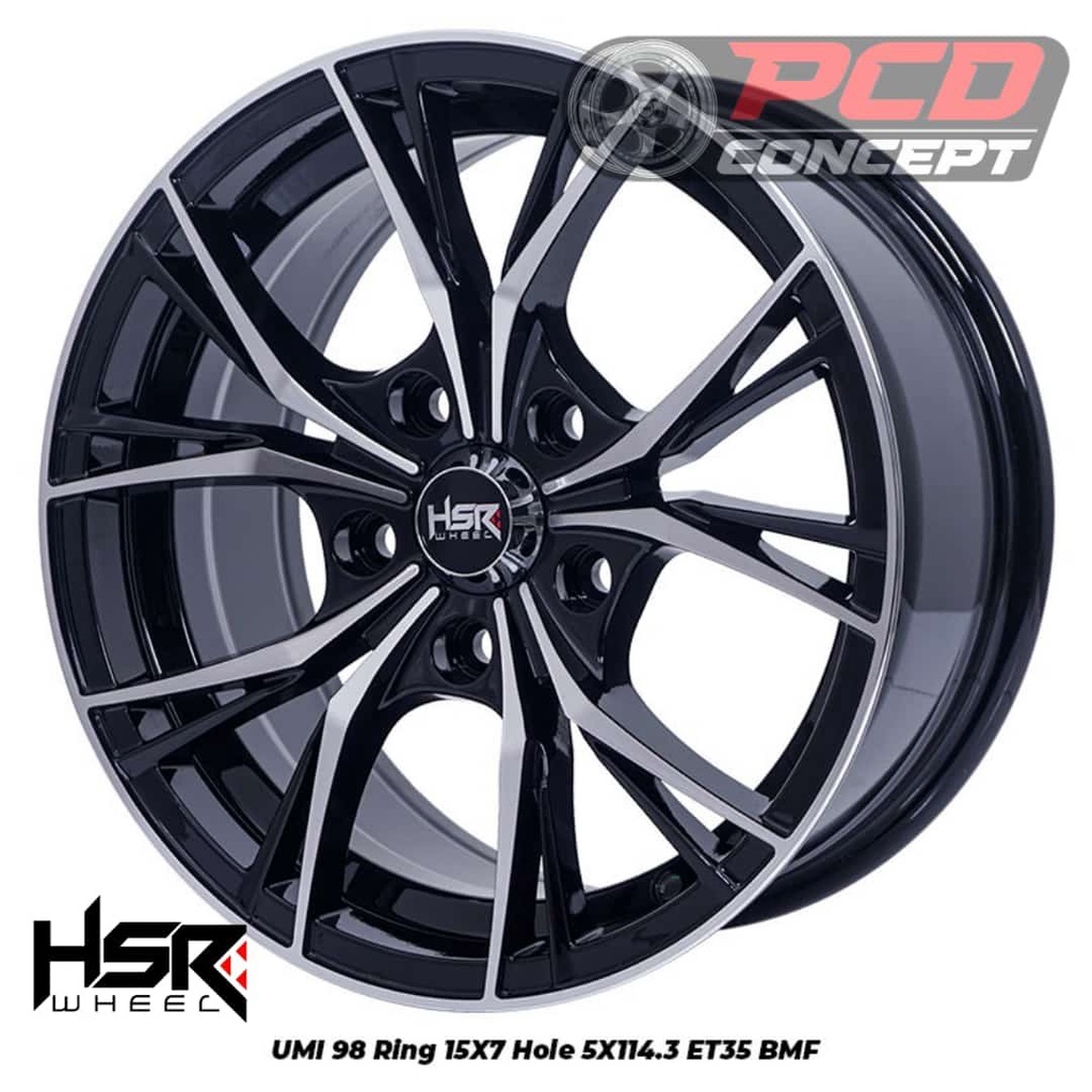 VELG MOBIL INOVA ERTIGA R15 HSR UMI R15 LEBAR 7 ET35 HITAM POLISH| BMF