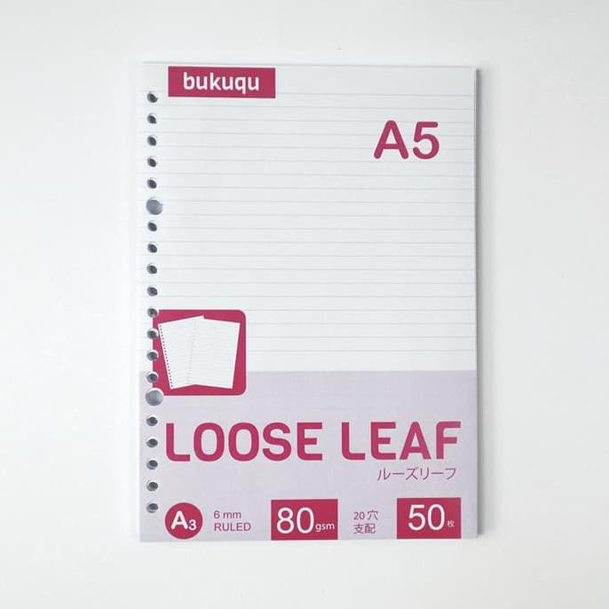 

HVS Loose Leaf (RULED) Kertas Binder/ Isi Notes - (A5) 50 lbr - GARIS A5 TERJAMIN