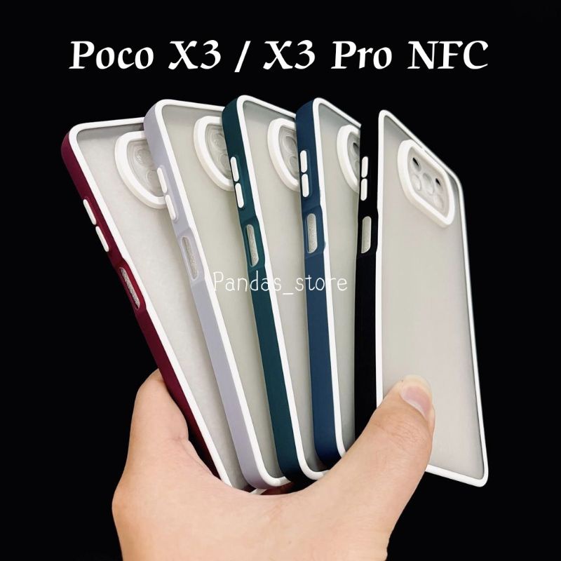 Pro Hybird Poco X3 / X3 Pro NFC Softcase Halus dan Elegan / Pinggiran Garis Putih Keren (Pandas)